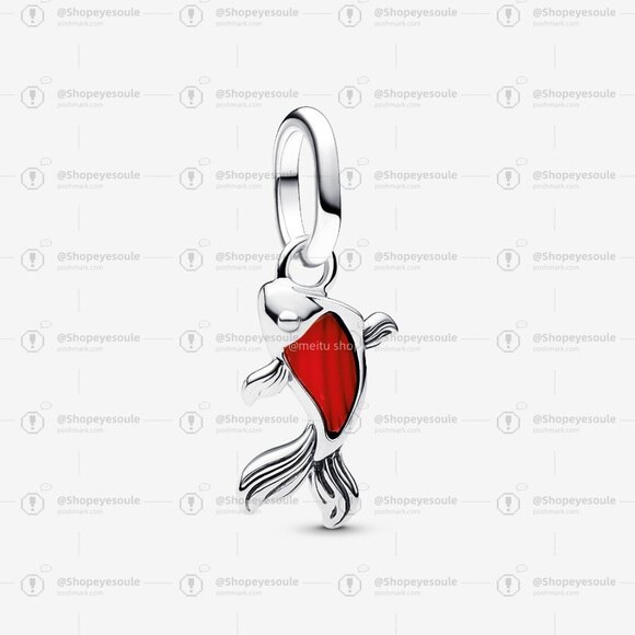 Pandora Red Murano Glass Koi Fish Mini Dangle Charm - Picture 1 of 5